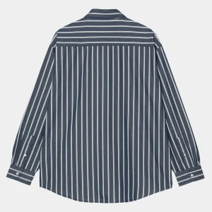 Cheap Carhartt WIP L/S Signature Shirt Betz Stripe, Air Force Blue / Dusty Ice