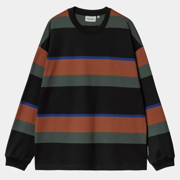 Discount Carhartt WIP L/S Sundling T-Shirt Sundling Stripe, Deep H Brown