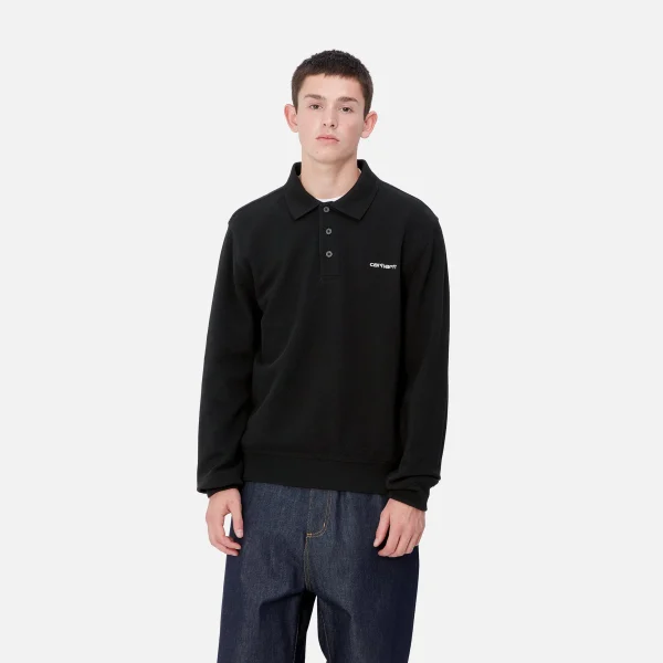 Fashion Carhartt WIP L/S Vance Rugby Shirt Black / White