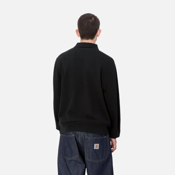 Fashion Carhartt WIP L/S Vance Rugby Shirt Black / White