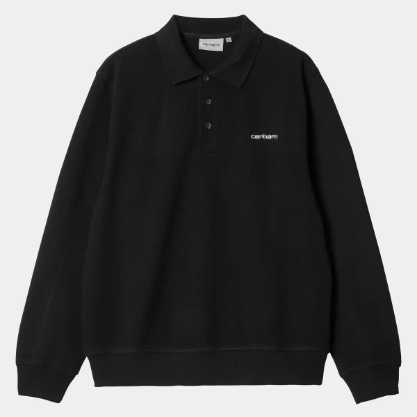 Fashion Carhartt WIP L/S Vance Rugby Shirt Black / White