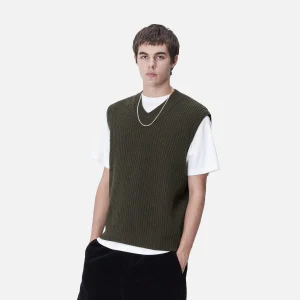 Shop Carhartt WIP Marlon Vest Sweater Office Green