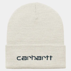 Clearance Carhartt WIP Script Beanie Wax / Duck Blue