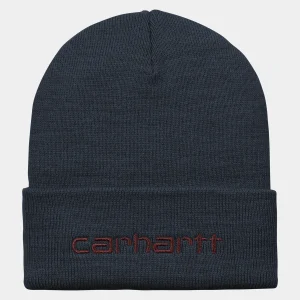 Outlet Carhartt WIP Script Beanie Air Force Blue / Malbec