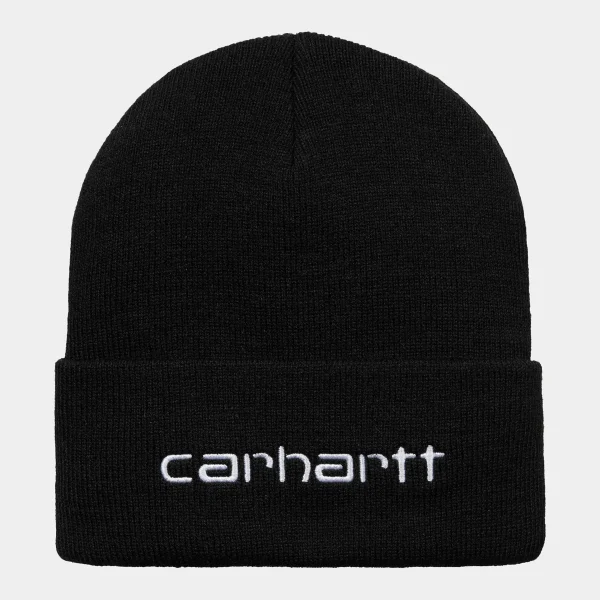 Fashion Carhartt WIP Script Beanie Black / White