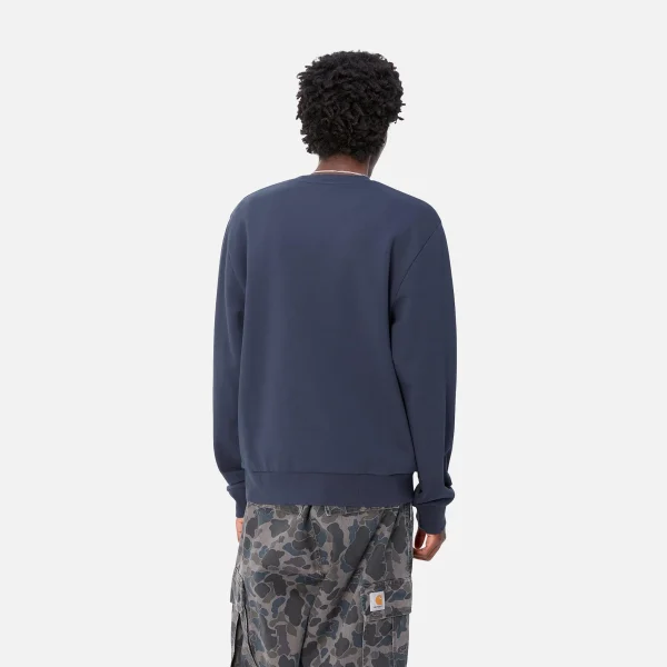 Hot Carhartt WIP Script Embroidery Sweat Air Force Blue / White