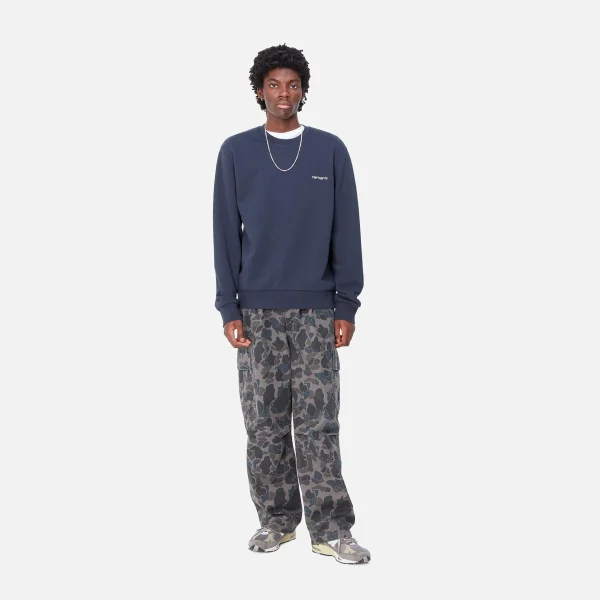 Hot Carhartt WIP Script Embroidery Sweat Air Force Blue / White