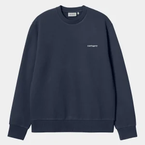 Hot Carhartt WIP Script Embroidery Sweat Air Force Blue / White