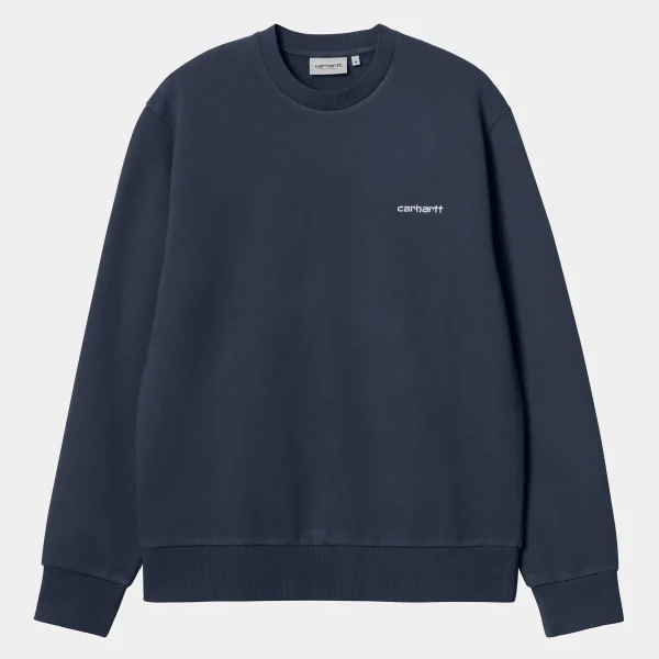 Hot Carhartt WIP Script Embroidery Sweat Air Force Blue / White