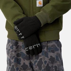 Shop Carhartt WIP Script Gloves Black / Grey Heather