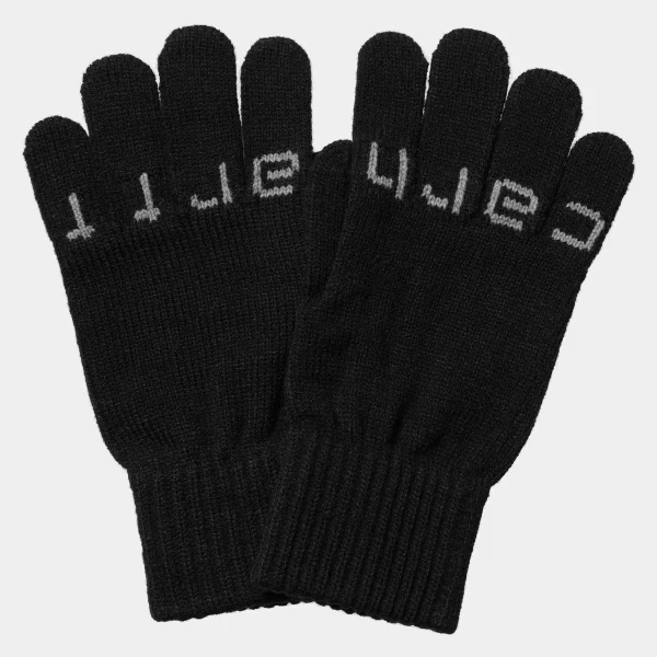 Shop Carhartt WIP Script Gloves Black / Grey Heather