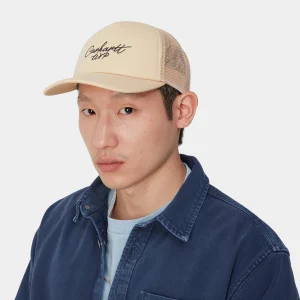 Fashion Carhartt WIP Signature Trucker Cap Cornsilk / Black