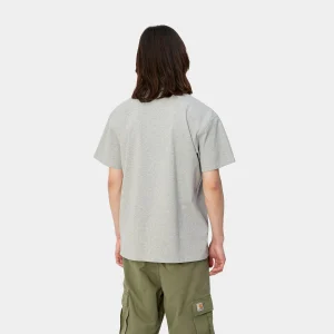 Fashion Carhartt WIP S/S American Script T-Shirt Grey Heather