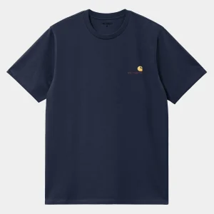 Discount Carhartt WIP S/S American Script T-Shirt Air Force Blue