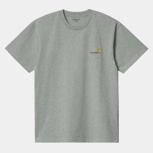 Fashion Carhartt WIP S/S American Script T-Shirt Grey Heather