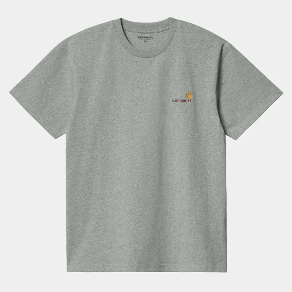 Fashion Carhartt WIP S/S American Script T-Shirt Grey Heather