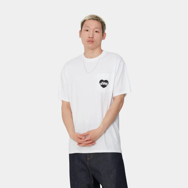 Sale Carhartt WIP S/S Amour Pocket T-Shirt White / Black