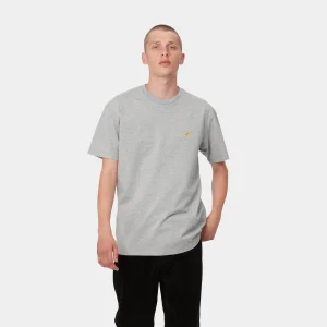 Shop Carhartt WIP S/S Chase T-Shirt Grey Heather / Gold