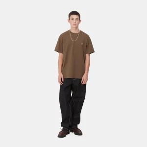 Best Sale Carhartt WIP S/S Chase T-Shirt Chocolate / Gold