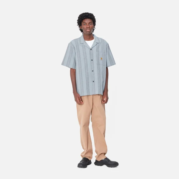 Outlet Carhartt WIP S/S Dodson Shirt Dodson Stripe, Misty Sky