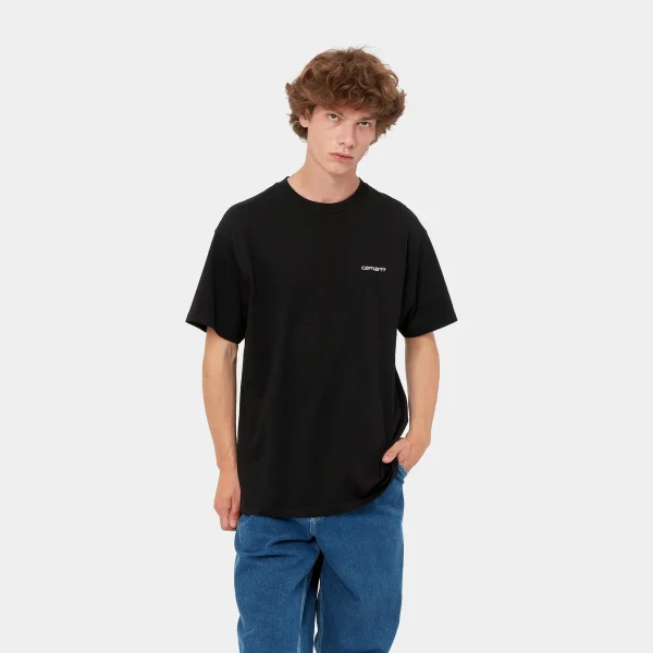 New Carhartt WIP S/S Script Embroidery T-Shirt Black / White