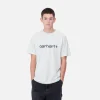 Store Carhartt WIP S/S Script T-Shirt Ash Heather / Duck Blue