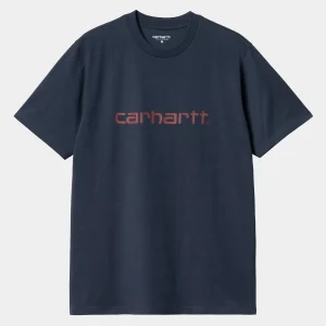 Discount Carhartt WIP S/S Script T-Shirt Air Force Blue / Malbec