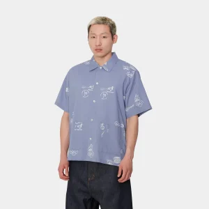 Best Sale Carhartt WIP S/S Stamp Shirt Stamp Print, Charm Blue