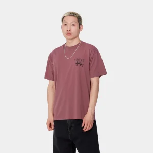 Clearance Carhartt WIP S/S Stamp T-Shirt Dusty Fuchsia / Black