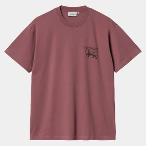 Clearance Carhartt WIP S/S Stamp T-Shirt Dusty Fuchsia / Black