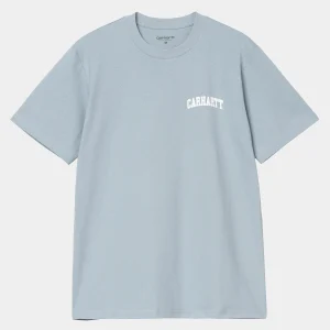 Outlet Carhartt WIP S/S University Script T-Shirt Dusty Ice / White