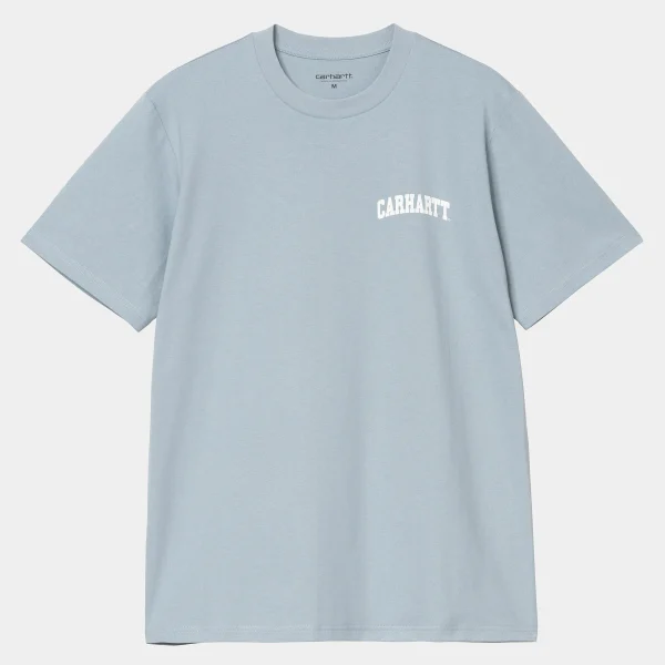 Outlet Carhartt WIP S/S University Script T-Shirt Dusty Ice / White