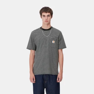 Cheap Carhartt WIP S/S Verner Pocket T-Shirt Verner Stripe, Black / Dark Grey Heather