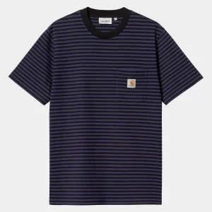 Online Carhartt WIP S/S Verner Pocket T-Shirt Verner Stripe, Black / Aura