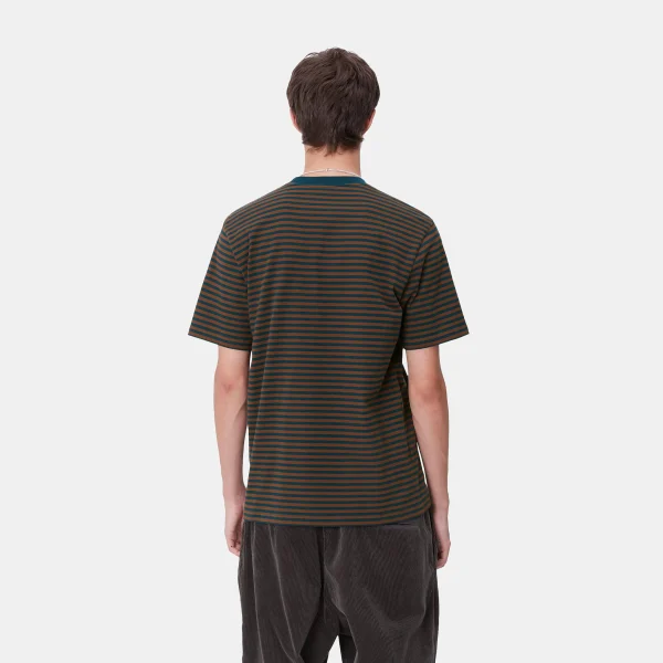 Sale Carhartt WIP S/S Verner Pocket T-Shirt Verner Stripe, Duck Blue / Offroad