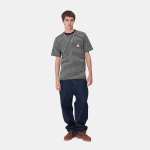 Cheap Carhartt WIP S/S Verner Pocket T-Shirt Verner Stripe, Black / Dark Grey Heather