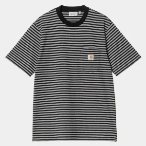 Cheap Carhartt WIP S/S Verner Pocket T-Shirt Verner Stripe, Black / Dark Grey Heather