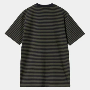 Hot Carhartt WIP S/S Verner Pocket T-Shirt Verner Stripe, Dark Navy / Office Green