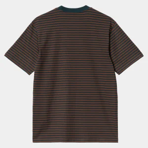 Sale Carhartt WIP S/S Verner Pocket T-Shirt Verner Stripe, Duck Blue / Offroad