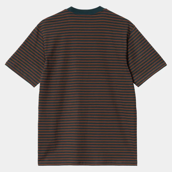 Sale Carhartt WIP S/S Verner Pocket T-Shirt Verner Stripe, Duck Blue / Offroad