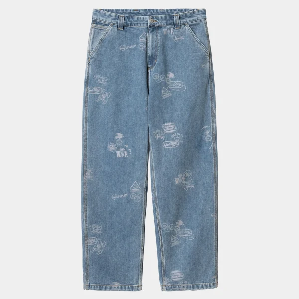 New Carhartt WIP Stamp Pant Stamp Print, Blue