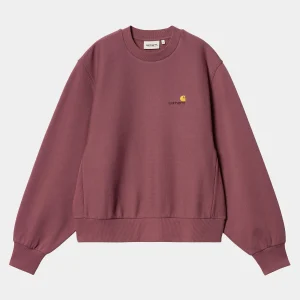 Discount Carhartt WIP W' American Script Sweatshirt Dusty Fuchsia