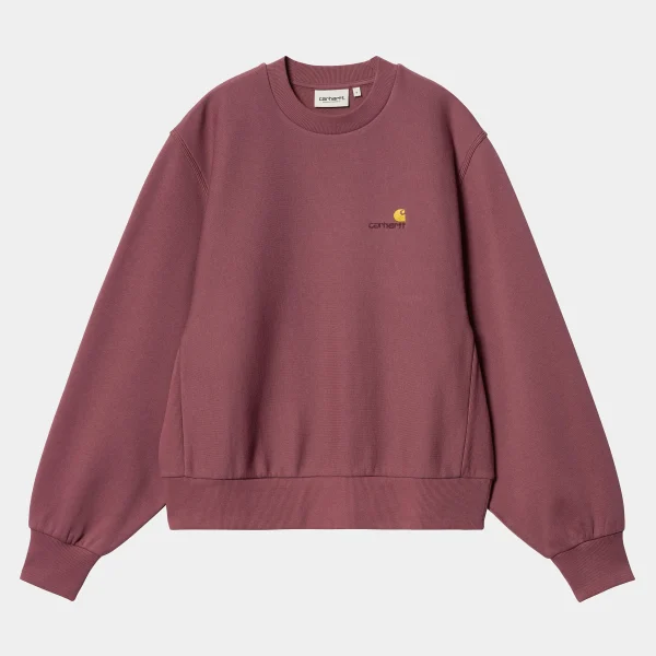 Discount Carhartt WIP W' American Script Sweatshirt Dusty Fuchsia