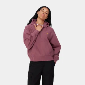 Discount Carhartt WIP W' Hooded American Script Sweatshirt Dusty Fuchsia