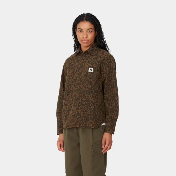 Fashion Carhartt WIP W' L/S Leo Shirt Camo Leo, Tamarind / Tamarind