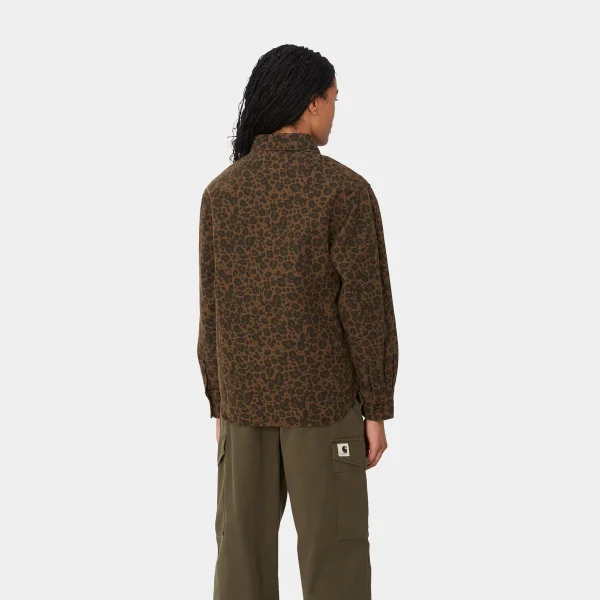 Fashion Carhartt WIP W' L/S Leo Shirt Camo Leo, Tamarind / Tamarind