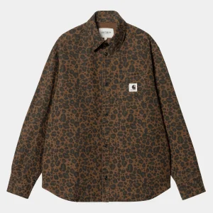 Fashion Carhartt WIP W' L/S Leo Shirt Camo Leo, Tamarind / Tamarind