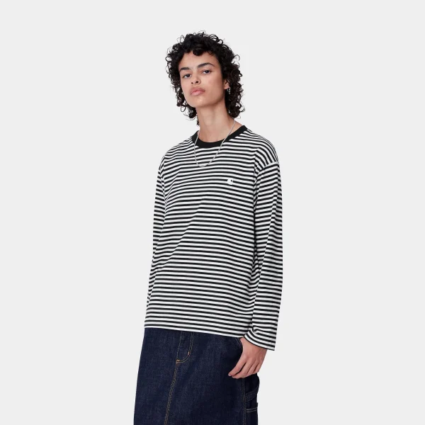 Shop Carhartt WIP W' L/S Verner T-Shirt Verner stripe, Black / Wax