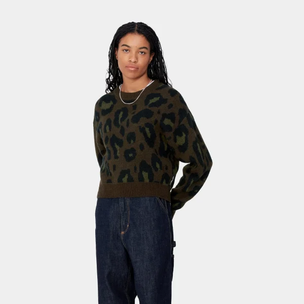 Discount Carhartt WIP W' Merton Sweater Camo Leo Jacquard, Tamarind