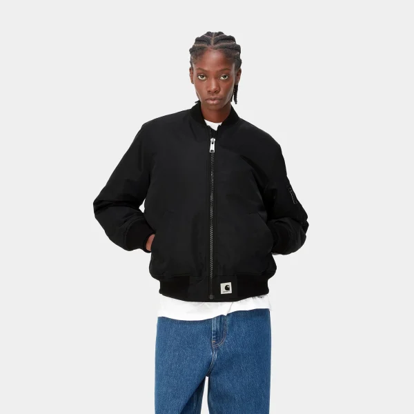 Shop Carhartt WIP W' Olten Bomber Black / Smoke Green